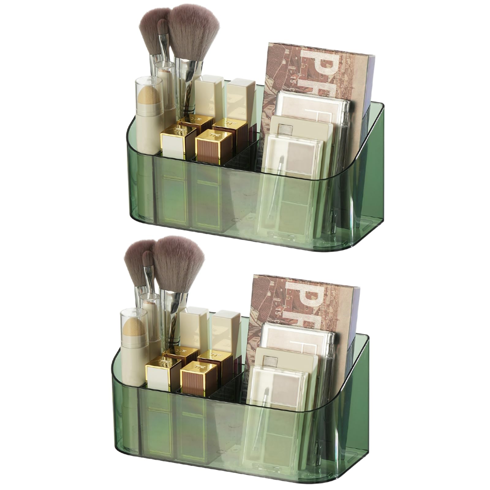 SUNFICON 2 Pack Makeup Trays Organizers Holders Cosmetic Display Cases Tabletop Desktop Vanity Countertop Bathroom Wall Cabinet Medicine