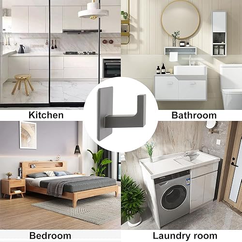 Miniatura 13 de Ganchos para Toallas de Baño, Paquete de 2 Ganchos Cuadrados Autoadhesivos para Abrigos, Gancho Resistente para Bata Sin Perforación, Colgador de