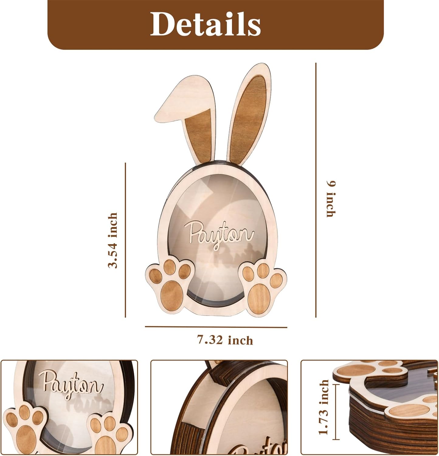 Personalized Easter Bunny Chocolate Eggs Box with Name Bunny Candy Money Box Customized Rabbit Ornament Rabbit Egg Money Bank Happy Easter Decor Gift for Family