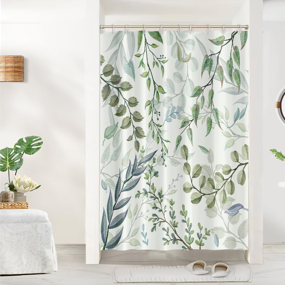 Cortina de Ducha de Hoja Eucalipto, Cortinas de Ducha Verde Oro Abstracto Planta Cortinas de Baño Antimoho Impermeable Lavable Tejido de Poliéster Cortina Ducha con 12 Ganchos 120x200cm — view 98