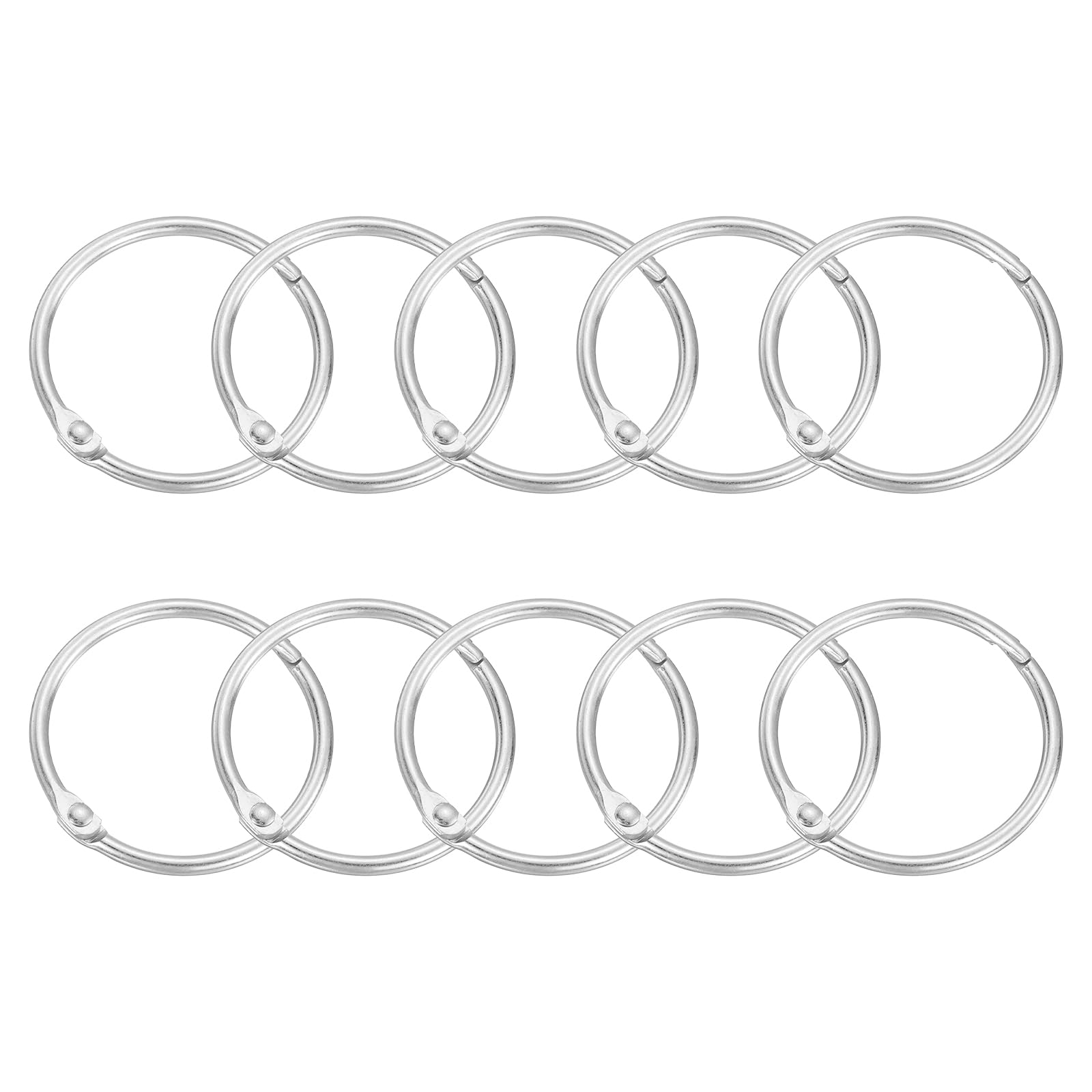 sourcing map Shower Curtain Rings,24pcs - Carbon Steel Round Snap Shower Curtain Hooks, 1.5 Inch Loose Leaf Binder Rings for Shower Curtain Rods (Silver)