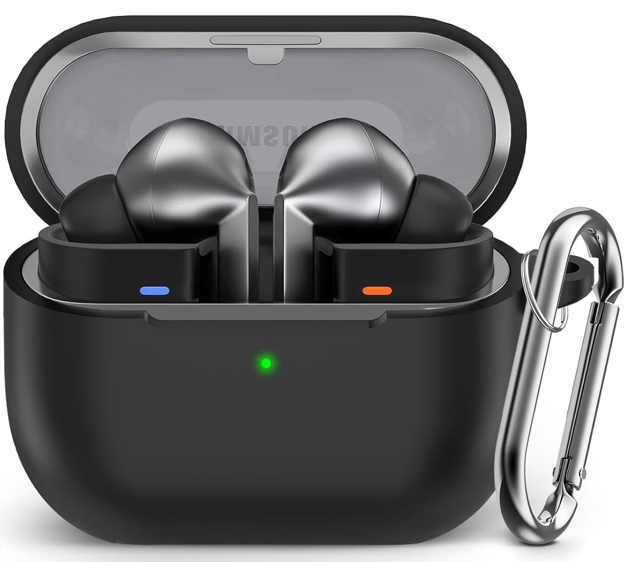 meyaar case compatible with samsung galaxy buds3 pro/galaxy buds 3 with keychain, cute cartoon silicone shockproof protective case for men women (black)