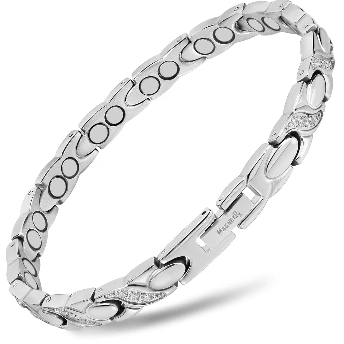 MagnetRXUltra Strength Magnetic Bracelets for Women – Double Magnet Stainless Steel Crystal Bracelet for Women – Adjustable Bracelet Length with Sizing Tool