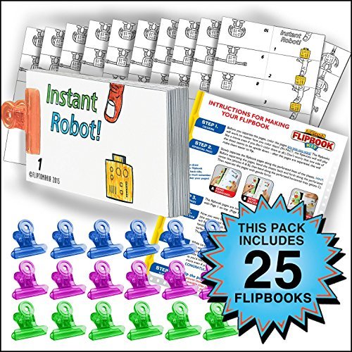 Fliptomania Robot Flipbook Animation Activity Pack - 25 Sets DIY Flip Books
