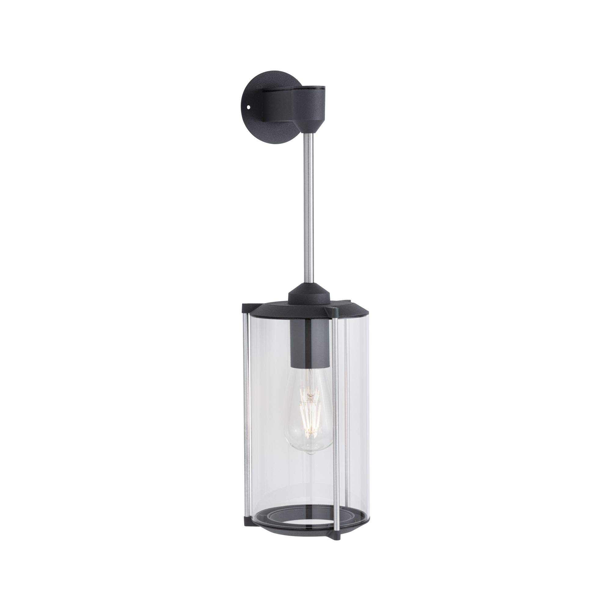 Paulmann 94281 Outdoor applique classica rotonda max. 60 Watt illuminazione per esterni grigio illuminazione da giardino vetro parete esterna E27