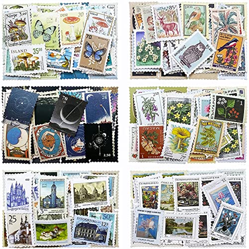 SIBLYMONA Vintage Postage Stamp Stickers 184Pcs/Pack - Deco Stamps Stickers for Crafting, Junk Journal Bullet Journal