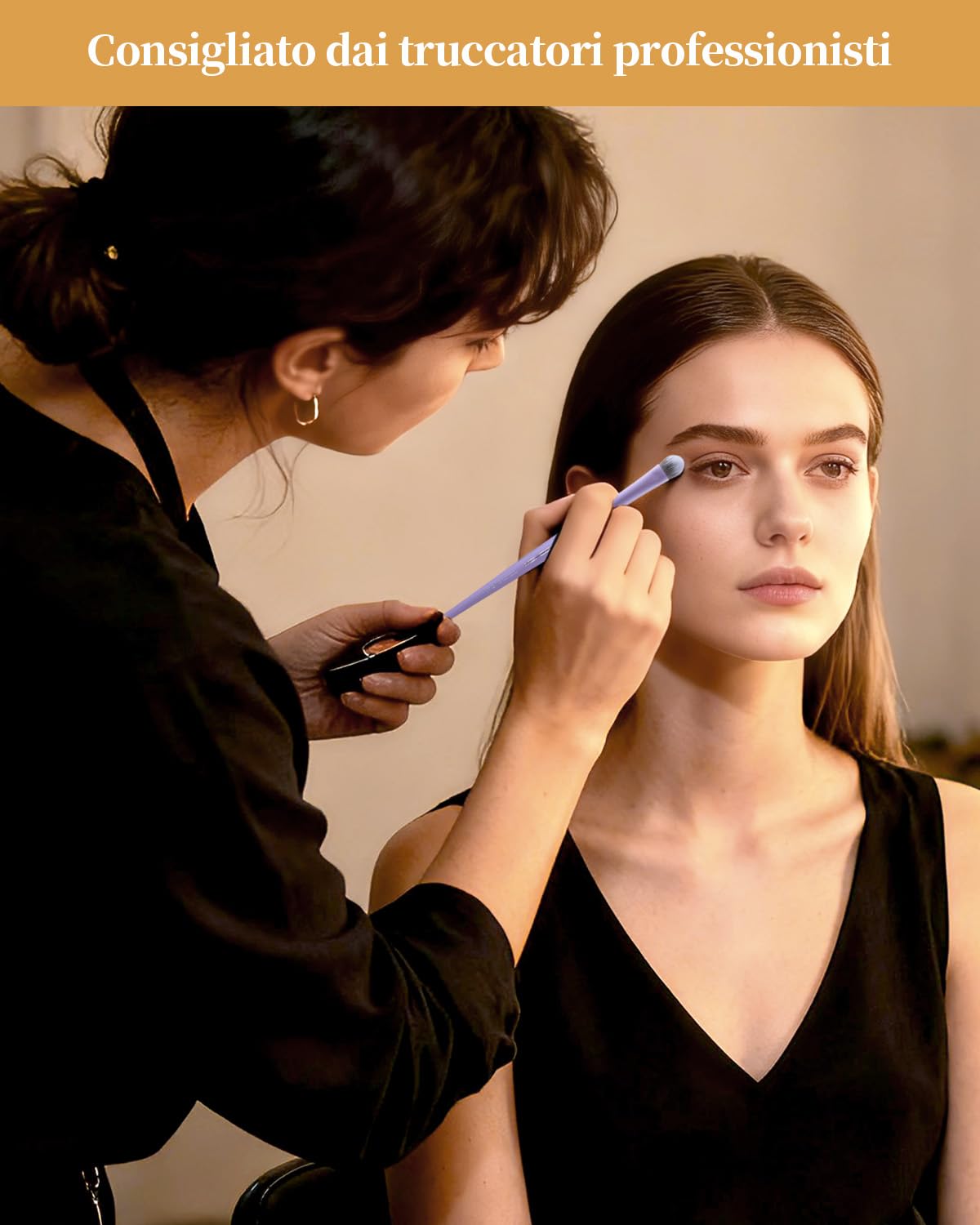 EIGSHOW Set di 5 pennelli da trucco con setole infuse agli ioni d'argento, pennelli da trucco professionali essenziali per il viso completo, per cipria, fondotinta, ombretto, eyeliner, correttore