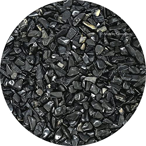 Image of Amazing Gemstone Black Agate Crystal Chips Aquarium Gravel Rocks - Black Agate Chips Bulk Fish Tank Gravel, Small Tumbled Stone Chips and Tiny Crystals for Decoration (Natural AAA Grade Gemstones)