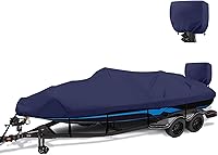 Vista 7 de Funda impermeable para barco de 1200D - Se adapta a botes de 17' a 19' pies de lubina, casco V, tres cascos, pesca y esquí, Runabout Bowrider - Lona