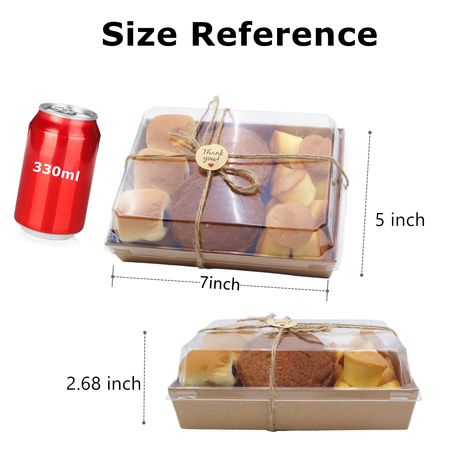 Confezione da 40 scatole di carta per salumi con coperchio trasparente, 17,8 x 12,7 cm, contenitori usa e getta da asporto, scatole da asporto per fette di torte, cupcake, panini, biscotti