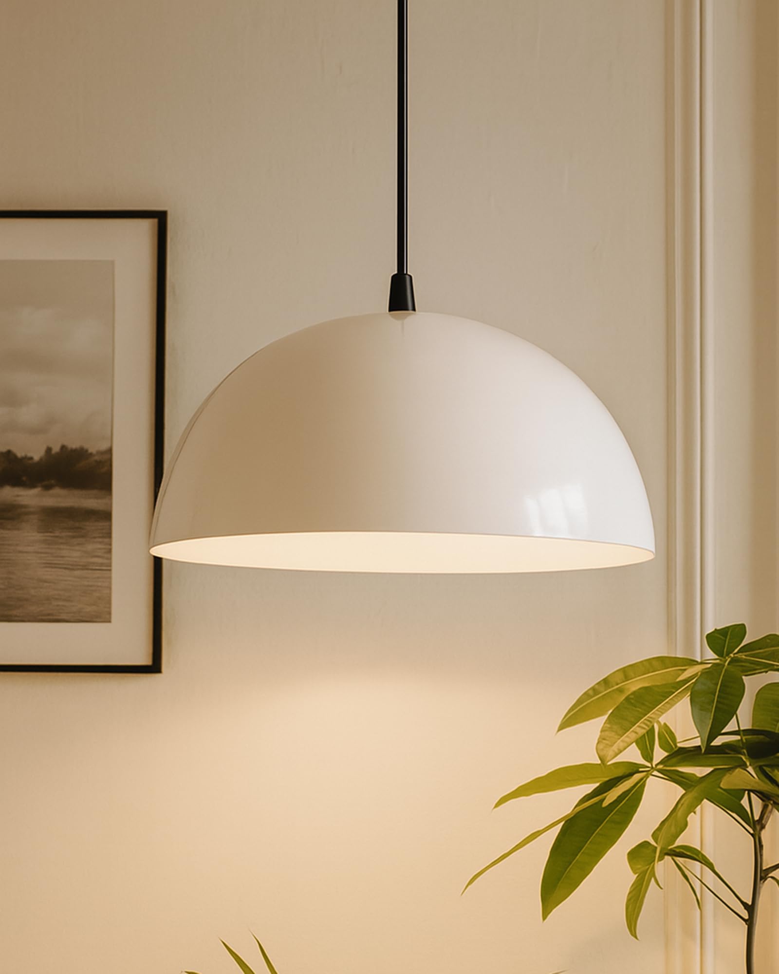 Homesake Classy White Pendant Hanging Light, Hanging Lamp 14 Inch - Home Decor Items - Jhumar Lighting for Home