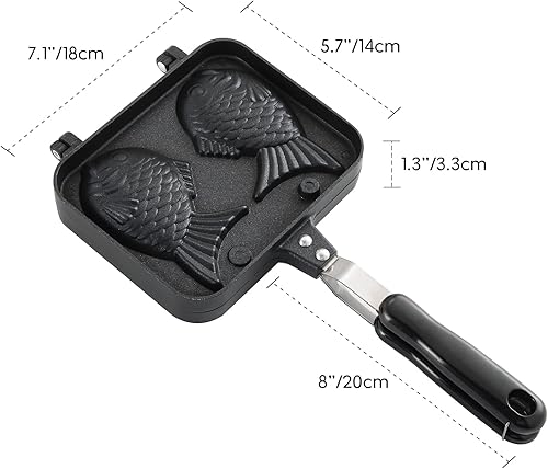 Miniatura 2 de NATGAI Taiyaki - Molde para tartas en forma de pez, molde doble para panqueques en forma de pez