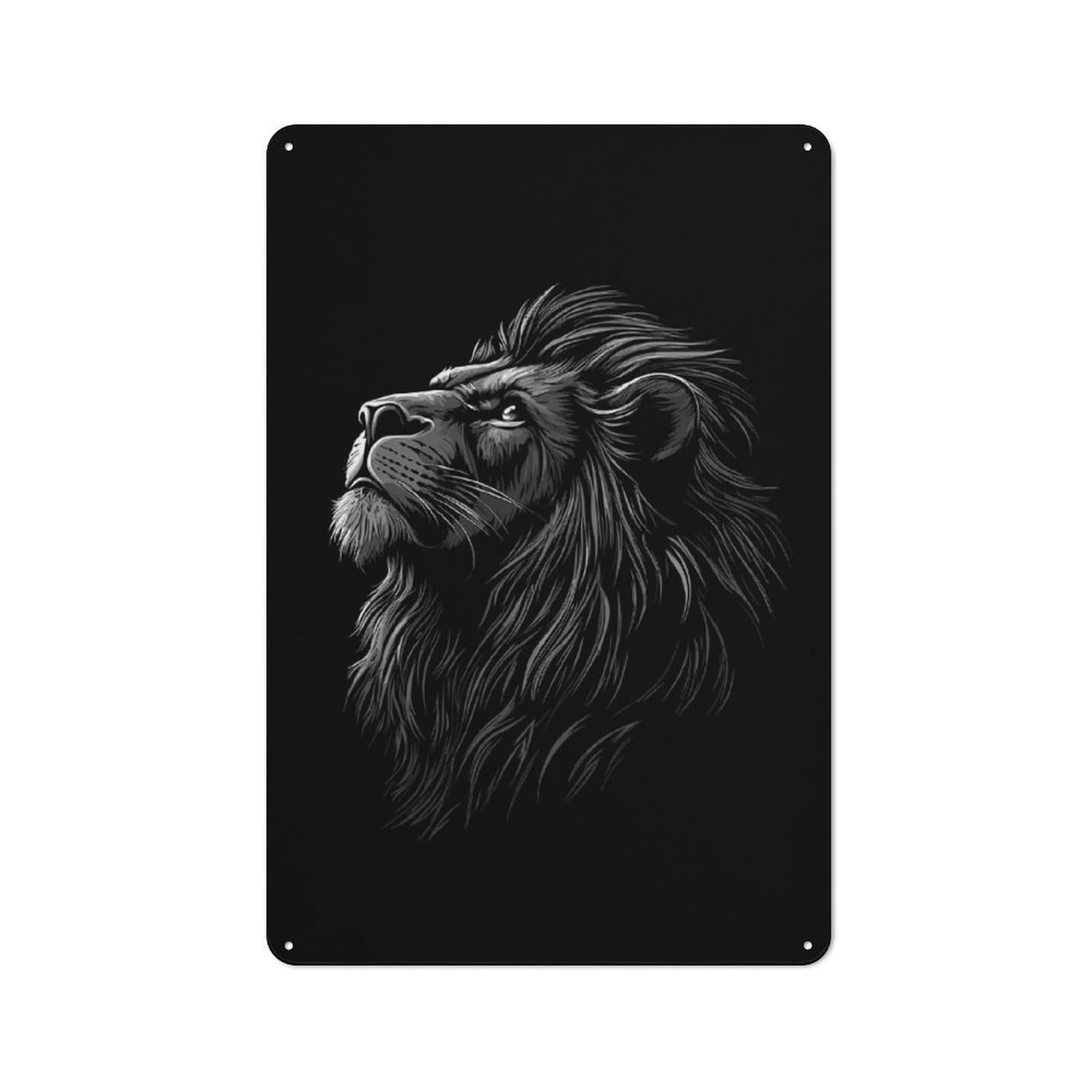 Junmoney Style-11 Modern Vintage Majestic Lion Office Metal Sign 30X20cm, Creative Space Decor For Hobby Room, Office, Lounge Or Living Room