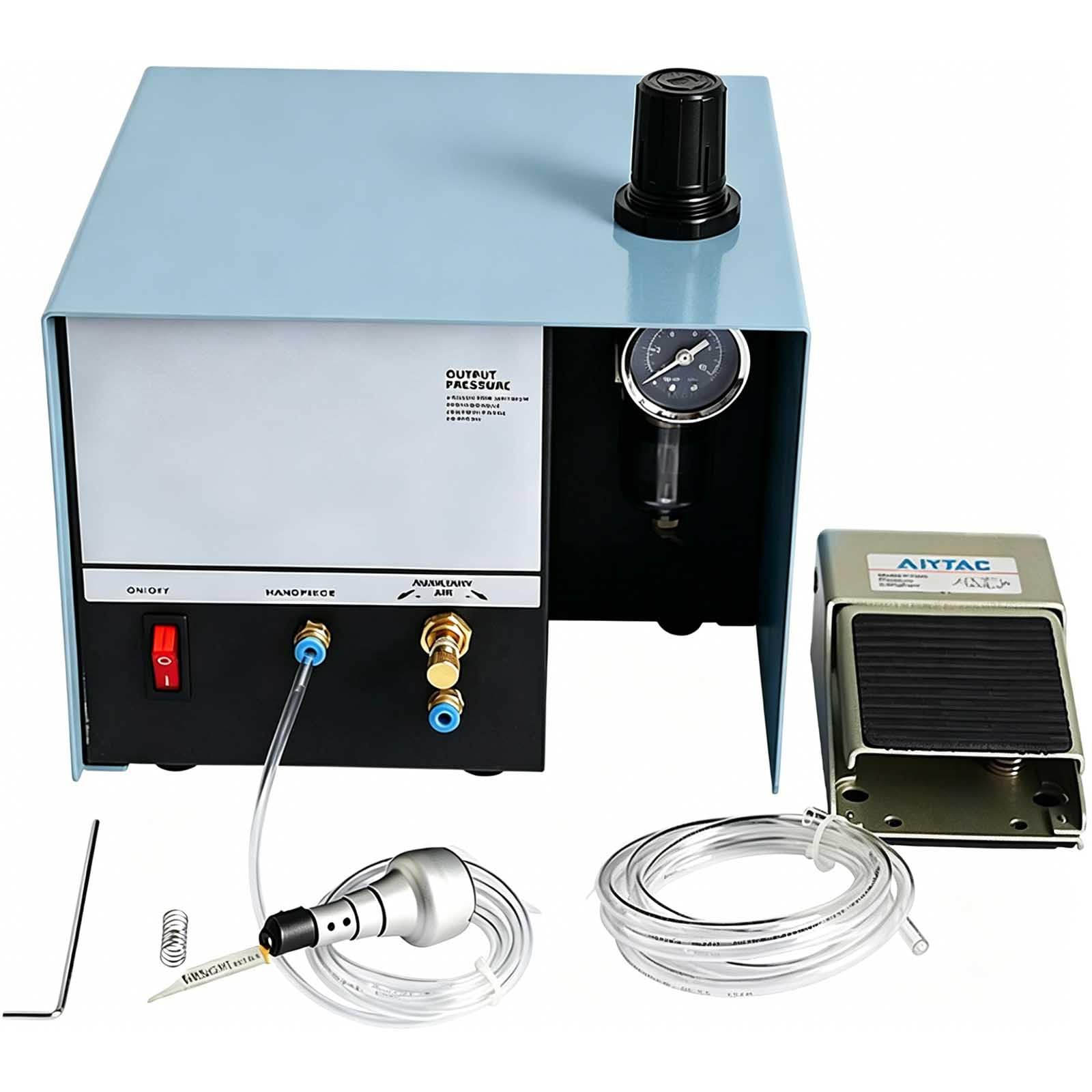 Pneumatic Engraver, Single Head Jewelry Engraving Machine 80w 0-1400rpm Metal Engraver Tool With Foot Pedal, Adjustable Air Pressure Graver Machine For Metal, Jewelry Maker, Wood, Glass And Plastic