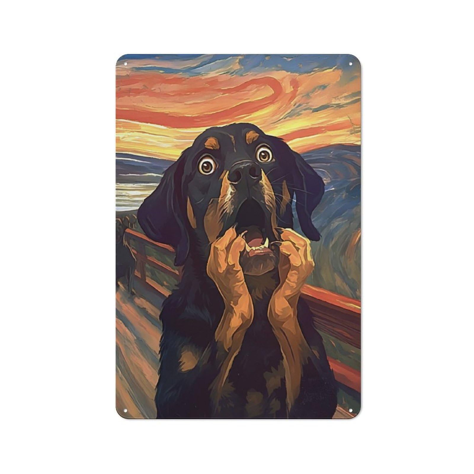 Junmoney The Scream Of Dog Tin Wall Plaque 30X20cm With For Pub Or Café, For Collectors Of Retro Metal Wall Decor