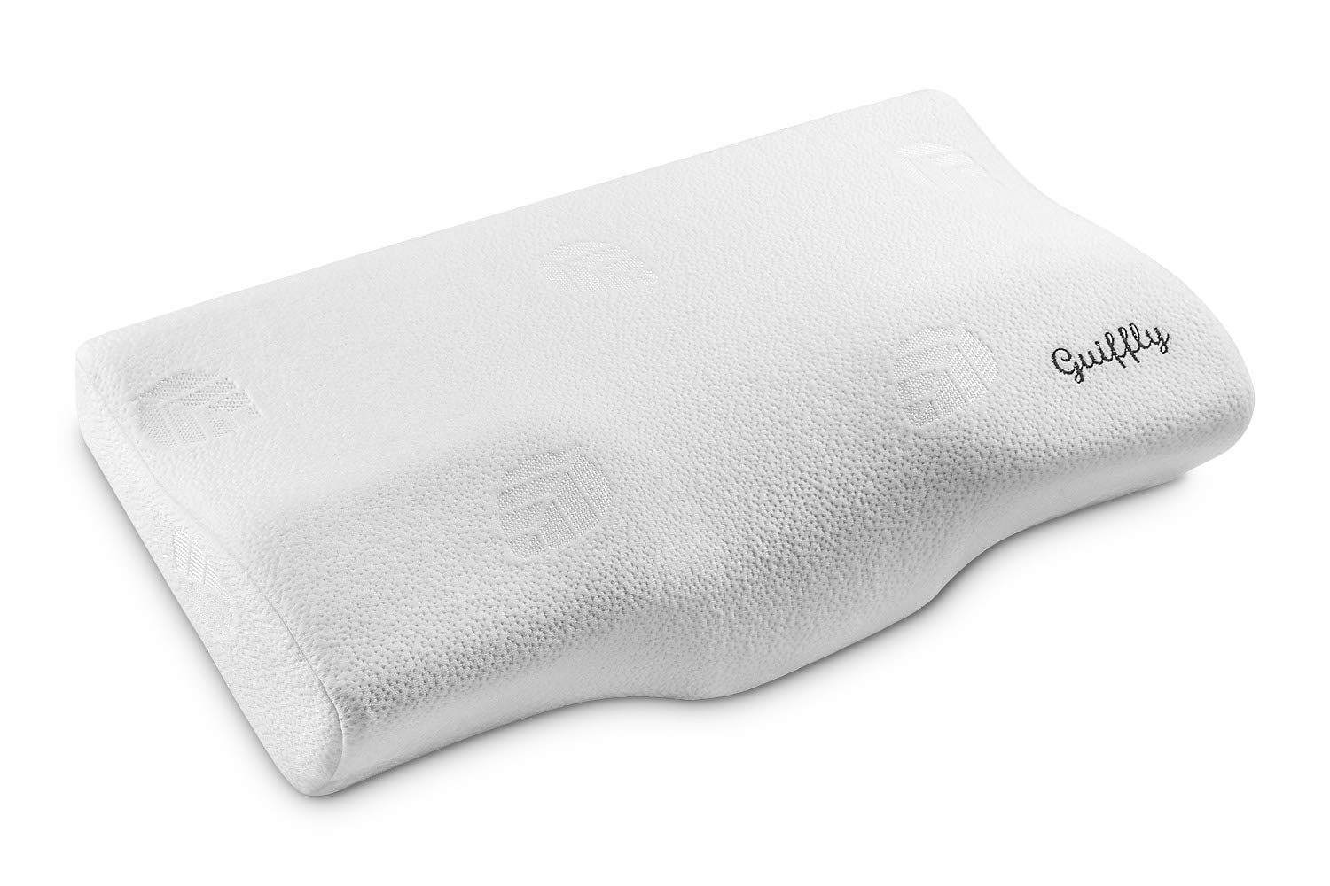Guiffly Neck Support Pillow, Ergonomic Cervical Pillow for Neck Pain, Contour Memory Foam Pillow with Washable Removable Cooling Fibers Cover - for Side, Back and Stomach Sleepers - 50x30cm