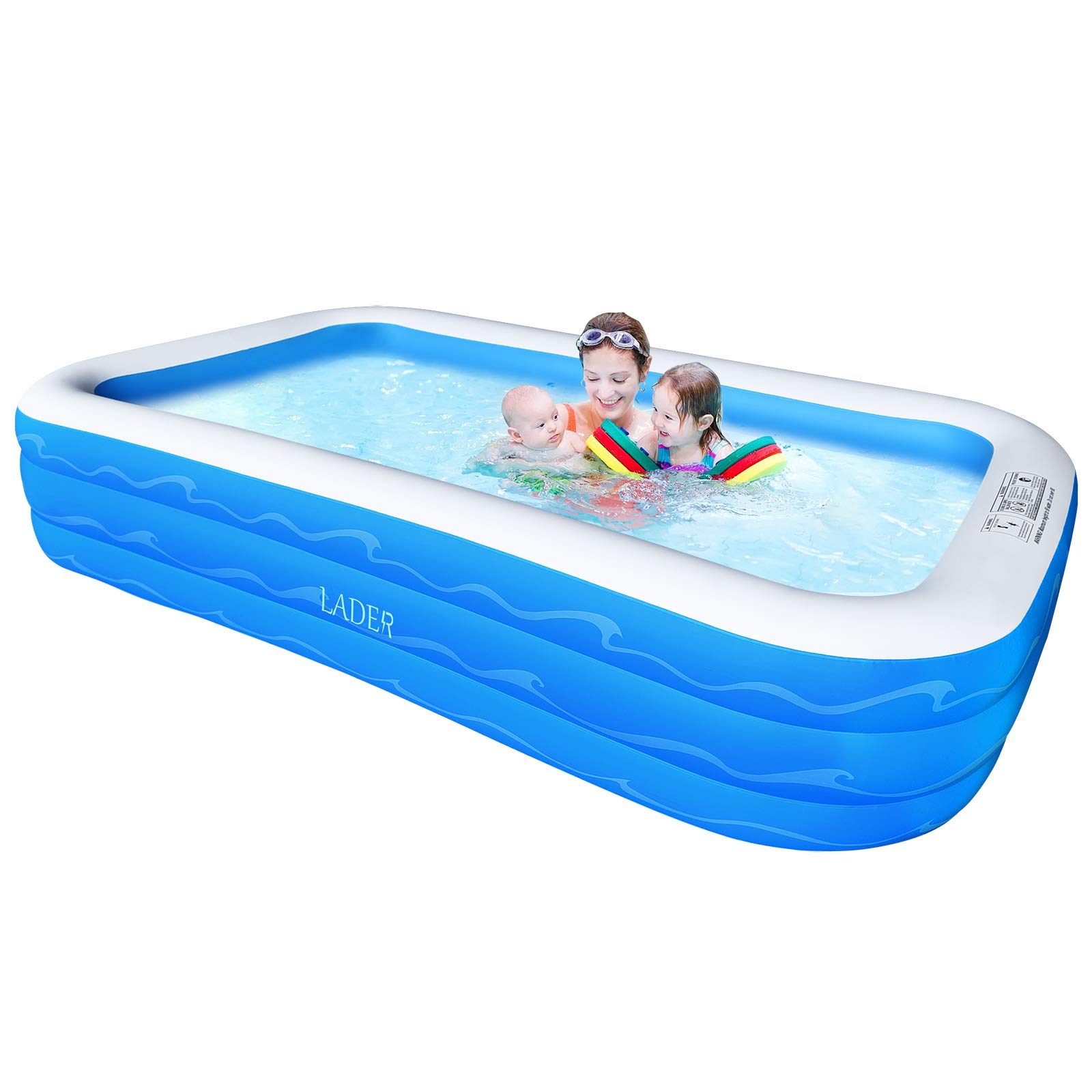 Inflatable Swimming Pool, LADER 120" X 72" X 22" Family Full-Sized Pool for Kids, Toddlers, Infant &