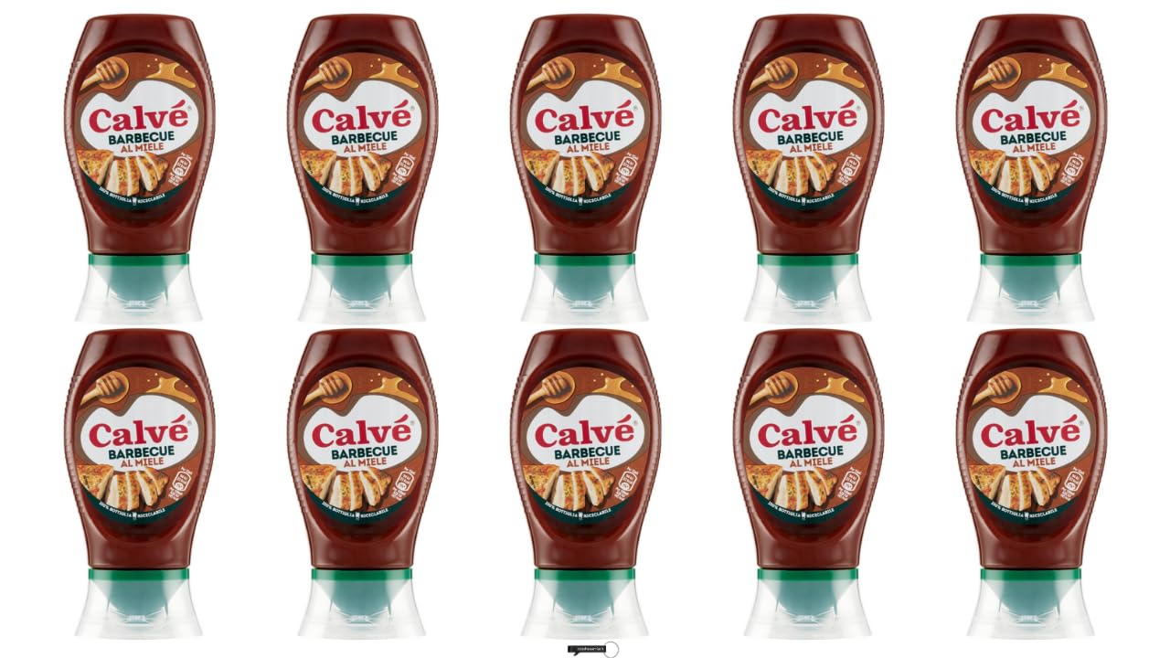 10X Calvé Salsa Barbeque al Miele BBQ Sauce with Honey, Ideal for White Meat with a More Intense Flavour 250 ml,+Italy shop Kostenloser Schlüsselanhänger
