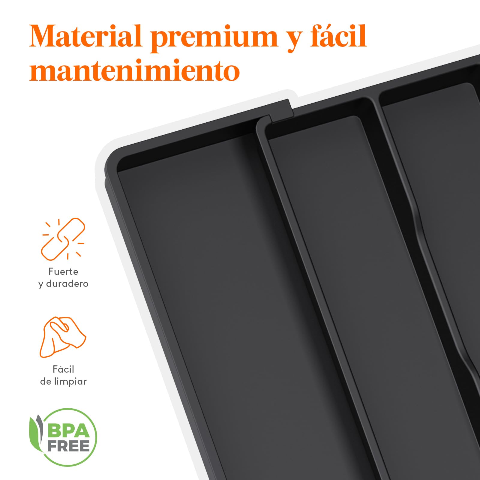 Lifewit Organizador de Cajones de Utensilios, Organizador Cubiertos Expandible para Cocina, Soporte de Cubiertos Ajustable para Cajon, Profundidad de 38 cm, Ampliable a 57 cm, Lote 1, Negro