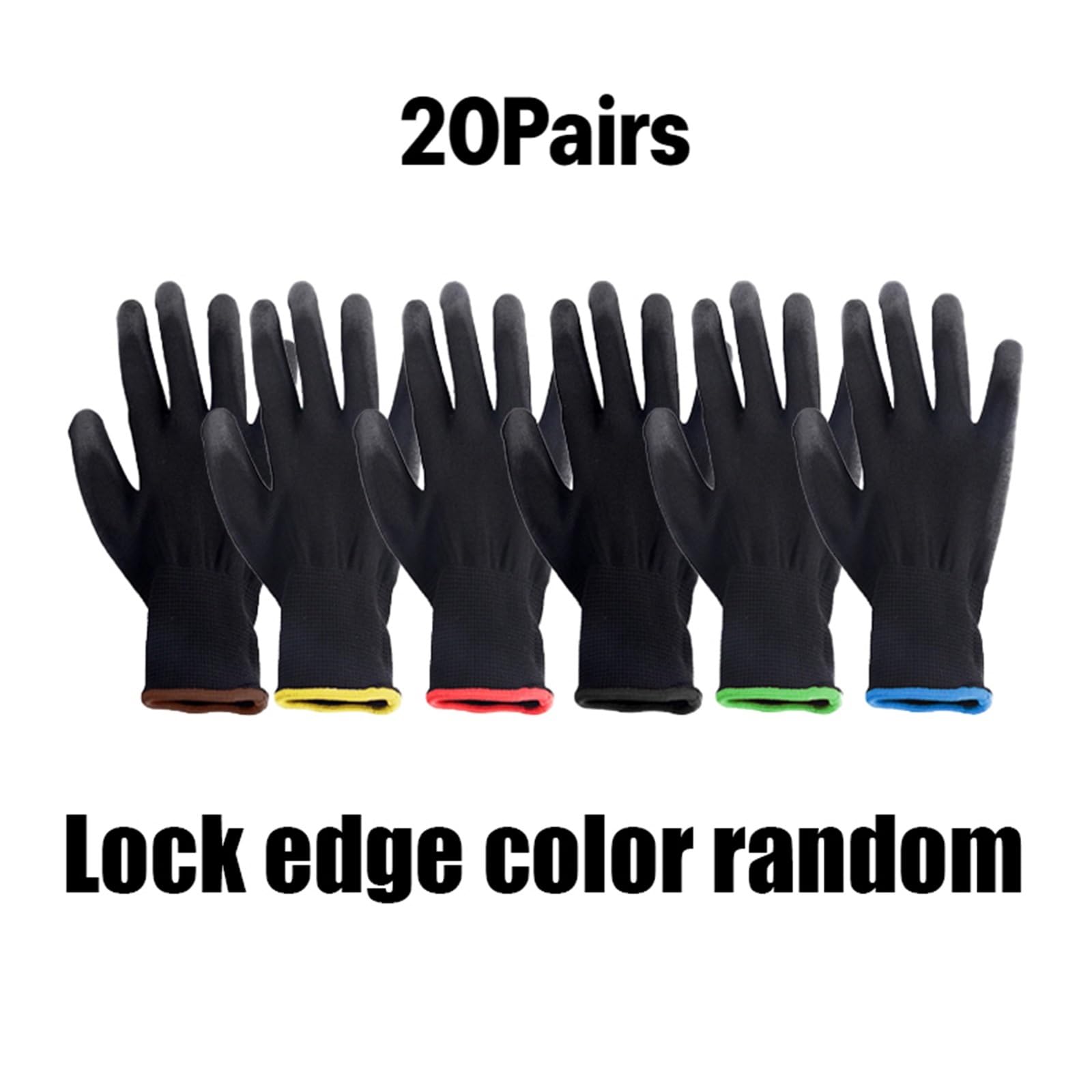 Guantes De Trabajo Antideslizantes Guantes de trabajo antideslizantes, transpirables y recubiertos PU nailon negro for maquinaria fábrica, jardinería carpintería(20Pairs,M)