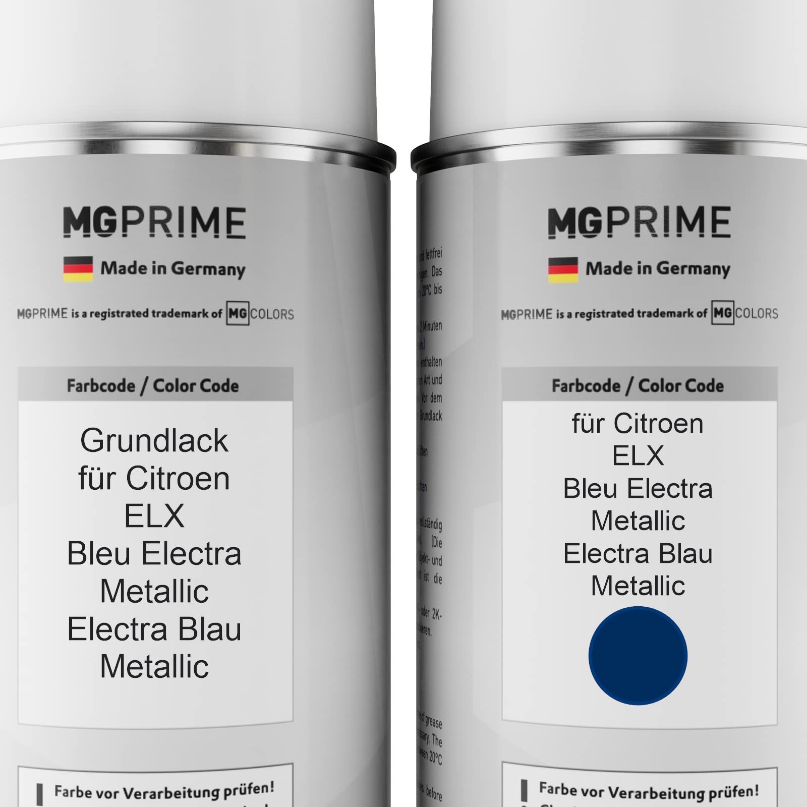 MG PRIME Pintura automotriz Set de botes de spray de 2 componentes para Citroen ELX Bleu Electra Metallic/Electra Blue Fondo pintura base pintura transparente de 2 componentes aerosol