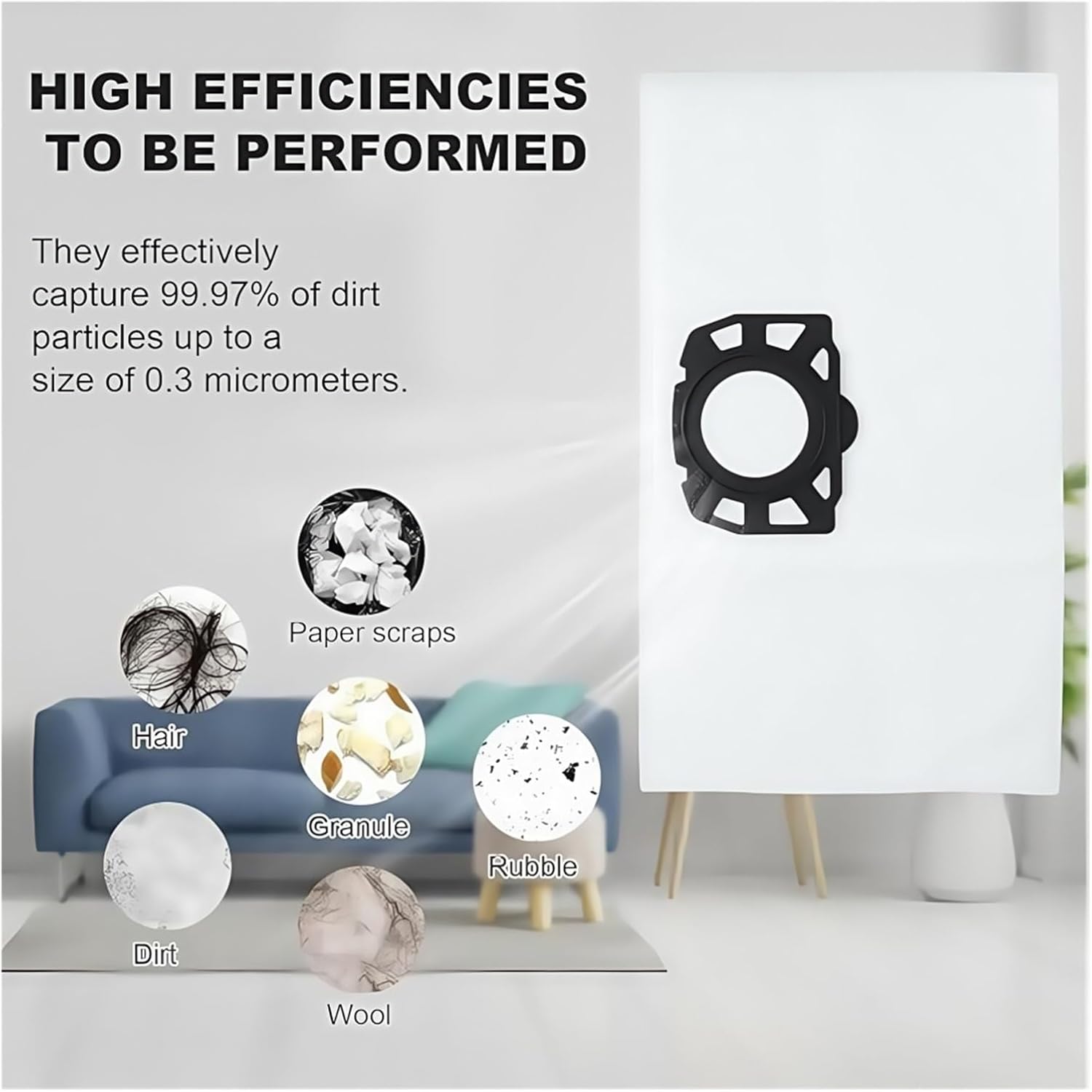 掃除機用バッグ，K&auml;rcher WD4 WD5 WD6 WD5P WD6P MV4 MV5 MV6 湿式・乾式掃除機対応 ダストバッ