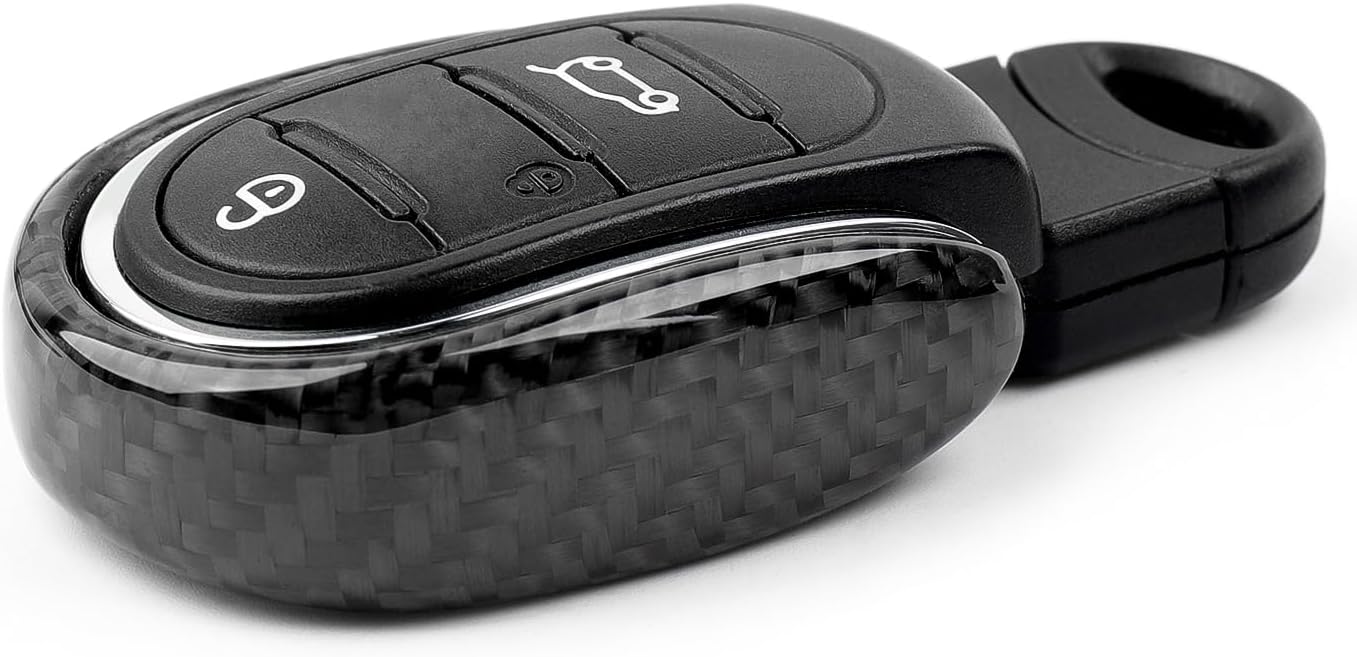 Genuine Carbon Fiber Key Fob Cover Shell Metal U-Shaped Key Case for Mini Cooper 3rd Gen F54 F55 F56 F57 F60 2014-2023