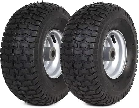 2 Pack 6.00-15 Tire and Wheel Assembly with 3/4" Axle Bore Hole 15x6.00-6 Tire for Wheelbarrows,Lawn Mower, Garden Carts etc2 pack