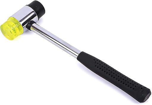 AKIRO Rubber Mallet 240mm, Double-Faced Soft Hammer with 25mm & 21mm Heads, 45# Steel Shank, TPR Non-Slip Grip for Installation & Woodworking,leather