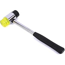 AKIRO Rubber Mallet 240mm, Double-Faced Soft Hammer with 25mm & 21mm Heads, 45# Steel Shank, TPR Non-Slip Grip for Installation & Woodworking,leather