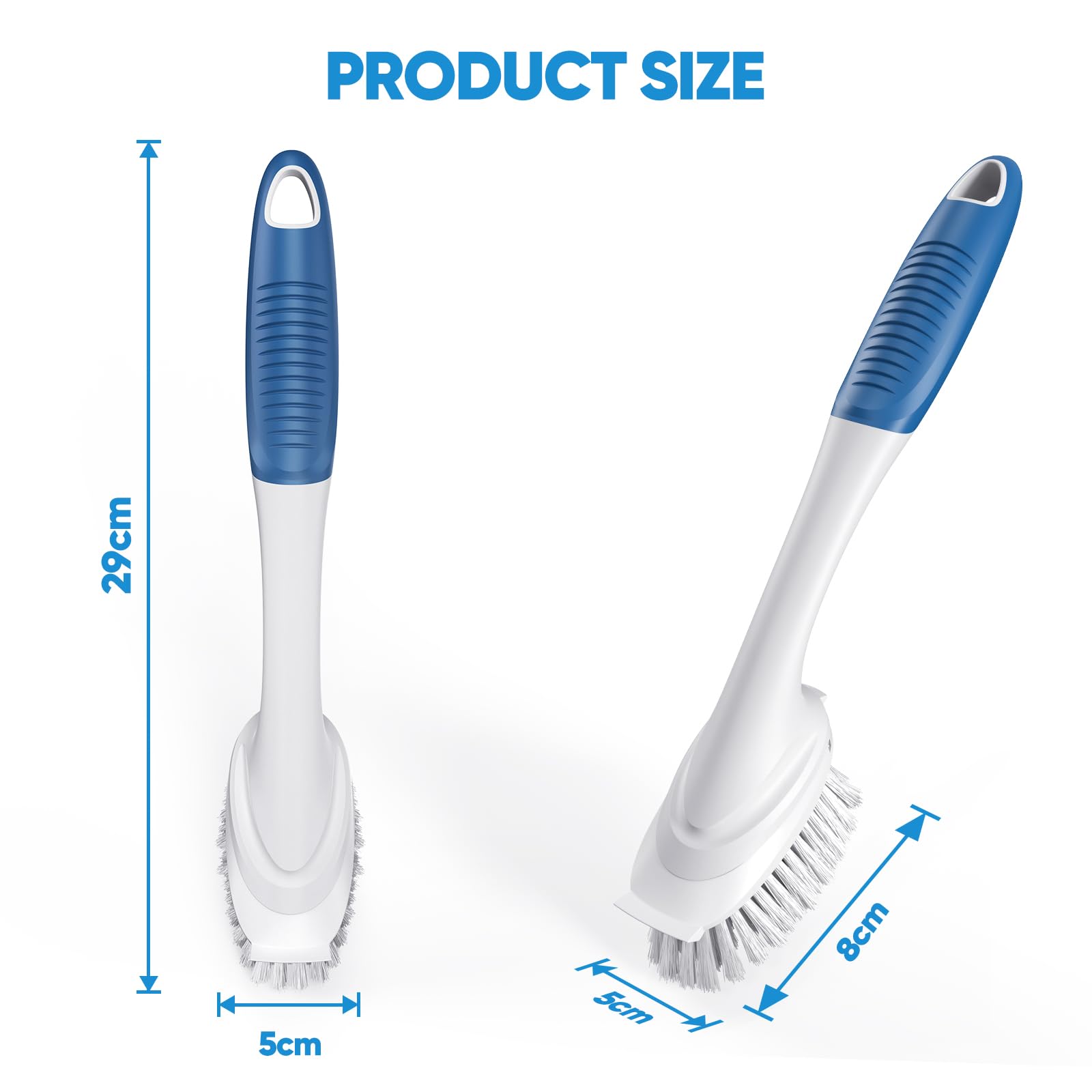 Spazzola Per Piatti Con Manico E Raschietto Integrato – Set 3 Pezzi Con Testine Sostituibili – Setole Resistenti Per Pentole E Padelle - 3