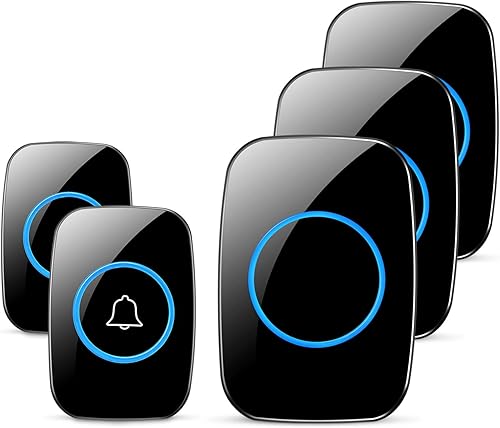 Miniatura 10 de FullHouse - Kit de timbre inalámbrico e impermeable para puerta, distingue las puertas delanteras y traseras, alcance de más de 1000 pies y 60