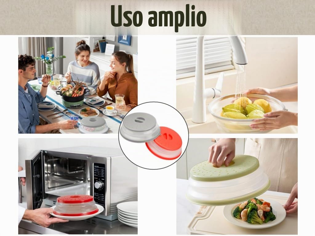 Tapa Microondas Plegable, 4 Piezas Tapa de Salpicaduras de Microondas, Colador Plegable para Microondas, Cubierta de Alimentos de Microondas Enviar Ganchos Adhesivos, para Cocina (4 Colores)