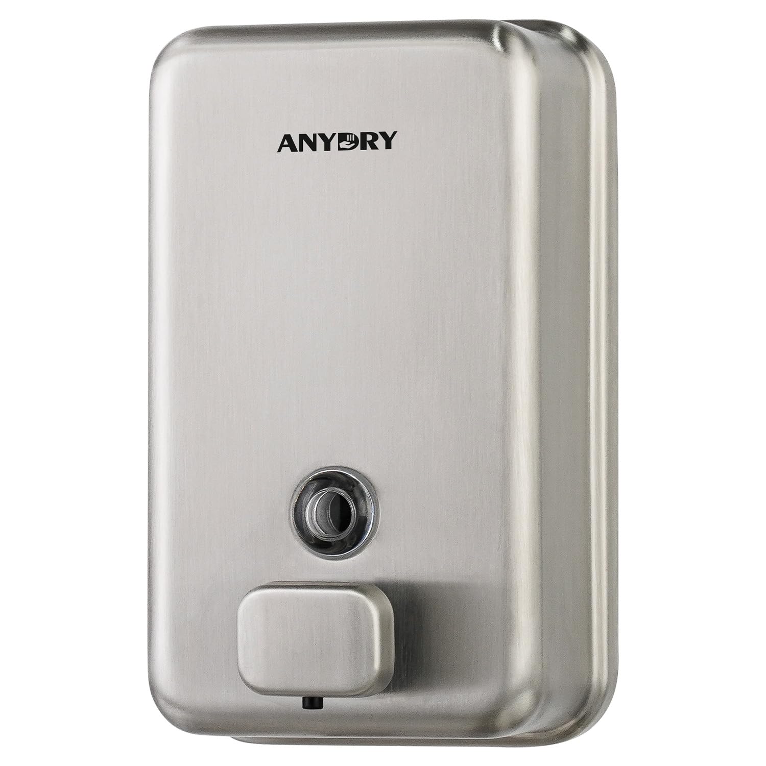 anydry Dispensador de jabón comercial montado en la pared de 37 onzas, 1100 ml, dispensador manual de acero inoxidable cepillado de gran capacidad para baños de alto tráfico