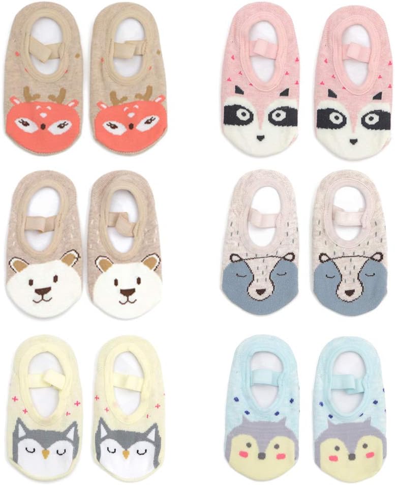 Yenzat Baby Anti Slip Non Skid Socks Grip for Toddler Girls Slipper 12 Pairs