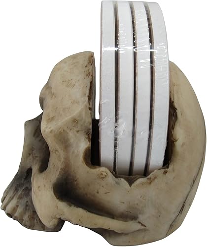 Miniatura 4 de DWK Soporte decorativo de calavera con posavasos absorbentes de bebidas, 4 posavasos absorbentes con juego de soporte, accesorios de cocina góticos