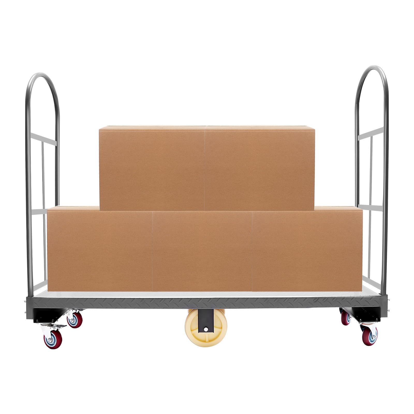 U-Boat Platform Dolly, Heavy Duty 2000lb Flatbed Cart, 15 * 64 Inch Steel Utility Dolly Handling Trolley with 6 Wheels for Warehouse Industrial Transport