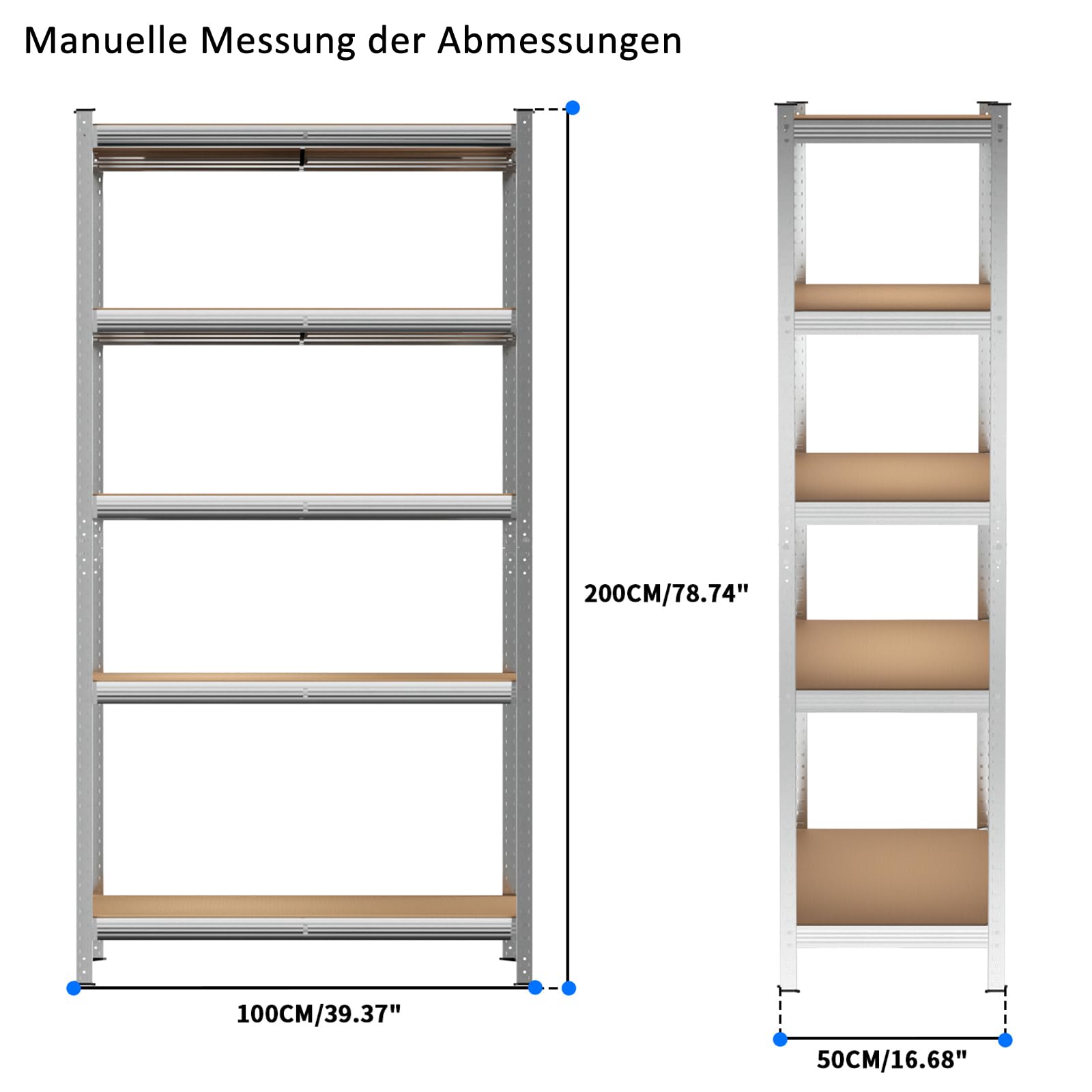 Estantería de metal galvanizado, 180 x 90 x 40 cm, unidad de 5 capas - componentes sin pernos de metal y MDF, estante de almacenamiento para garaje, estante ajustable, fácil de montar, capacidad total