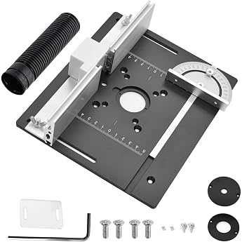 Set mit 3 Fr stisch Einlegeplatten Aluminiumlegierung Fr stisch Einlegeplatte f r Oberfr sen Router Table Insert Plate Silver Fr splatte Gravur-Hilfswerkzeug mit Gehrungslehre Schwarz