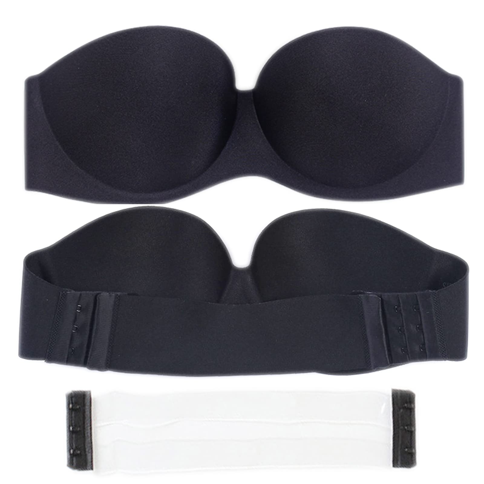 Women's Strapless Backless Bra Push-Up Transparent Back Strapless Bra Underwire With Multi Bra Strap
