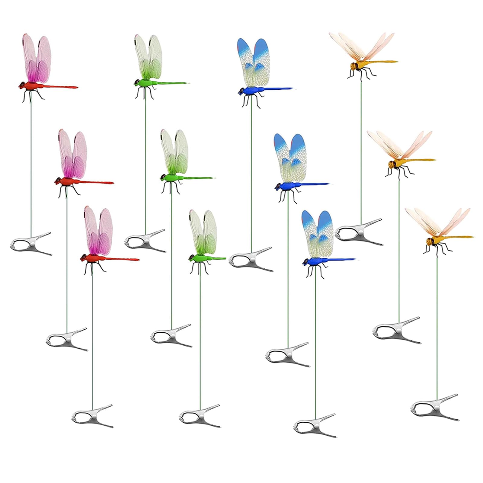 Photo 1 of 12 Pack Dragonfly Clip,Fake Dragonflies, Humming Bird Stakes Fake, Plastics Dragonfly for Garden Stakes Decor Yard Ornaments for Hat,Deer and Horse,Fly Scare Devices for Indoor Outdoor
