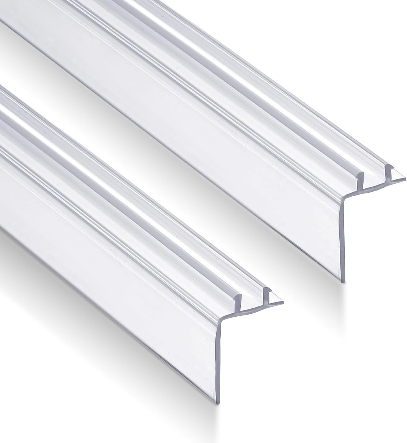 Frienda 2 Pack 32.5 Inch Two-pronged Shower Vinyl Sweep and Seal Top or Bottom Seal Accent Drip Vinyl Universal Use for Top or Bottom for Home or RV Showers(Straight Edge) 32.5 Inch Straight Edge