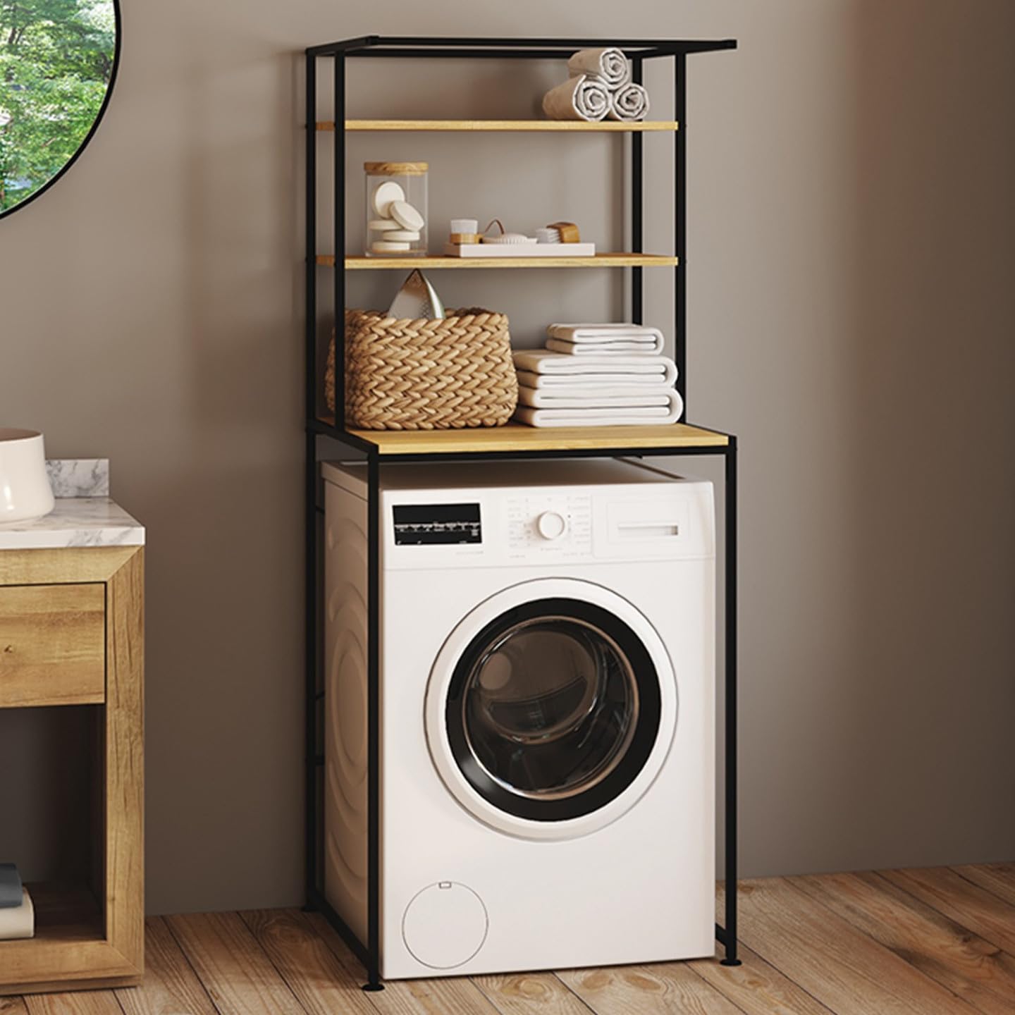 IDMarket - Meuble étagères de rangement dessus machine à laver DETROIT design industriel