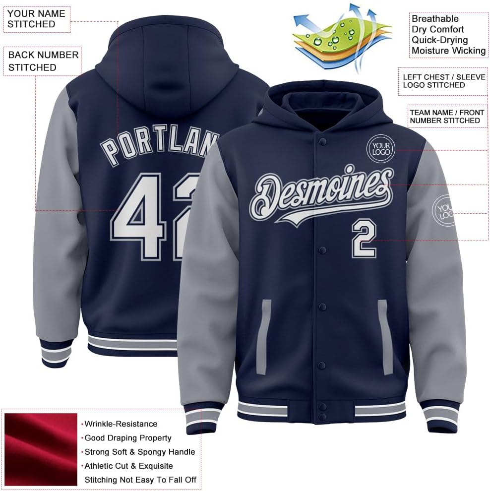 Custom Varsity Letterman Jacket Men Women Youth Personalized Leather/Polyester Sleeve Baseball Bomber Sweatshirt Coat