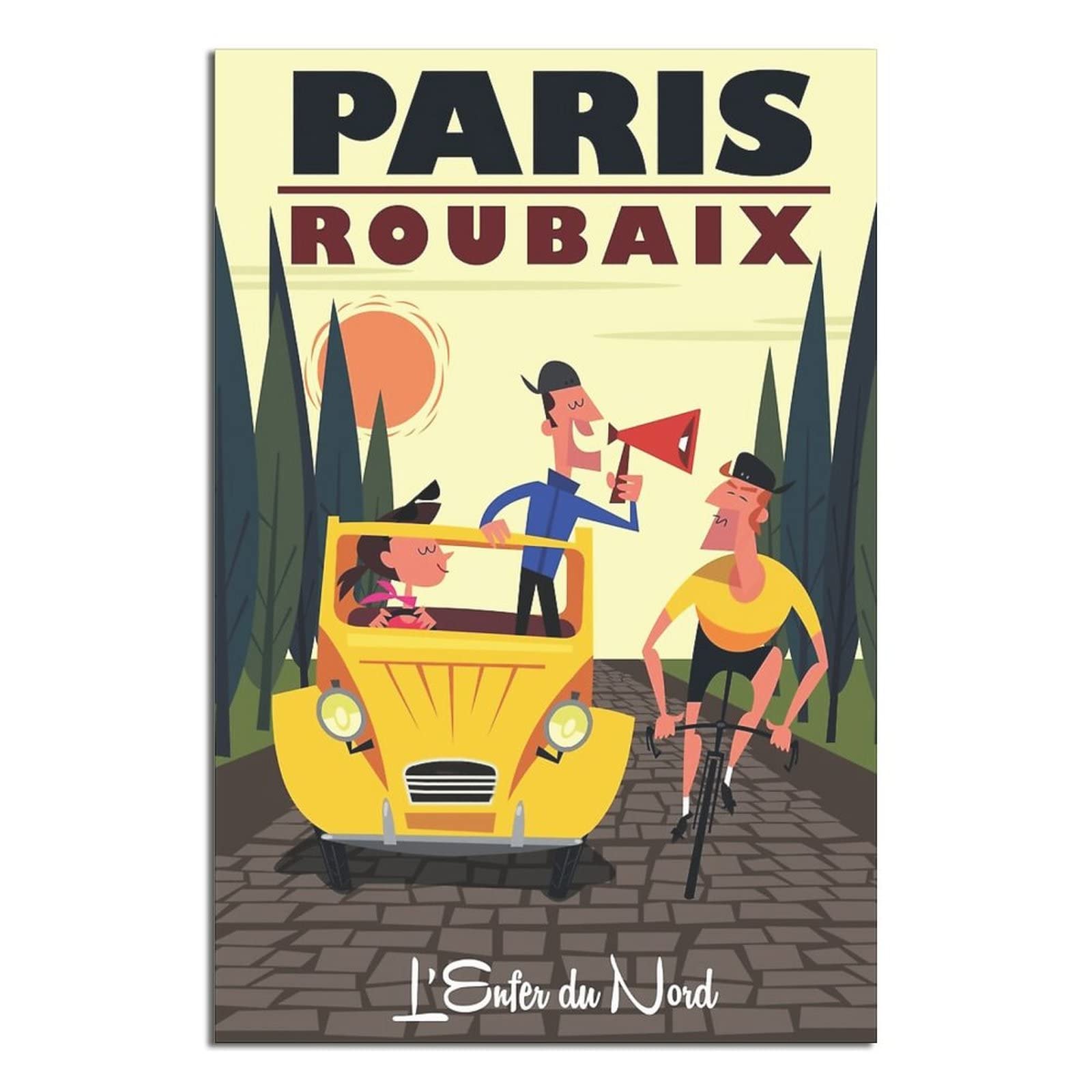 NMNM Paris France Bicycle Vintage Travel Poster Canvas Art Wall Decor Poster Picture Print Painting Posters Gift 20x30inchs(50x75cm)