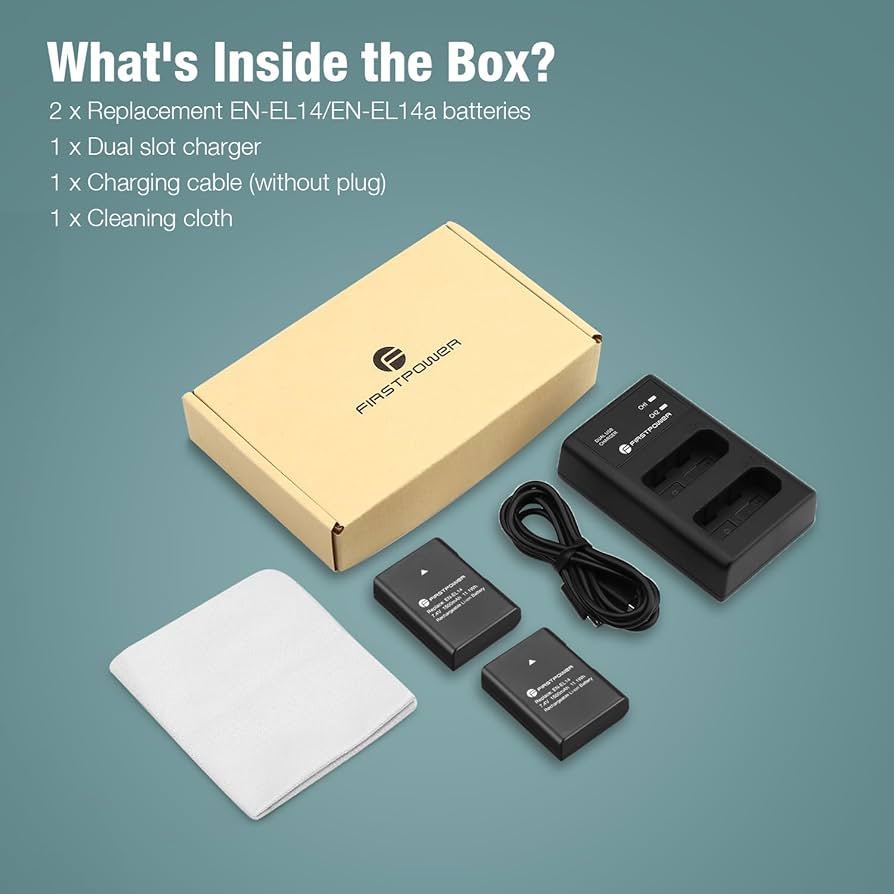 EN-EL14 EN EL14A Battery Charger Set Compatible With Nikon D3500, D5600