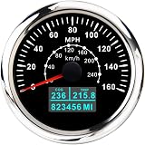 zorfar Tachimetro GPS 160MPH 240 Km/h Con Retroilluminazione A 7 Colori COG Trip Chilometraggio Totale (viaggio Regolabile) Tachimetro(160mph 240kmh BS)