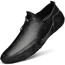 Mens Genuine Leather Loafer Shoes Slip On Soft Walking Driving Shoes Non-Slip Breathable Sports Shoes Fashion Lace Up Dress Shoes