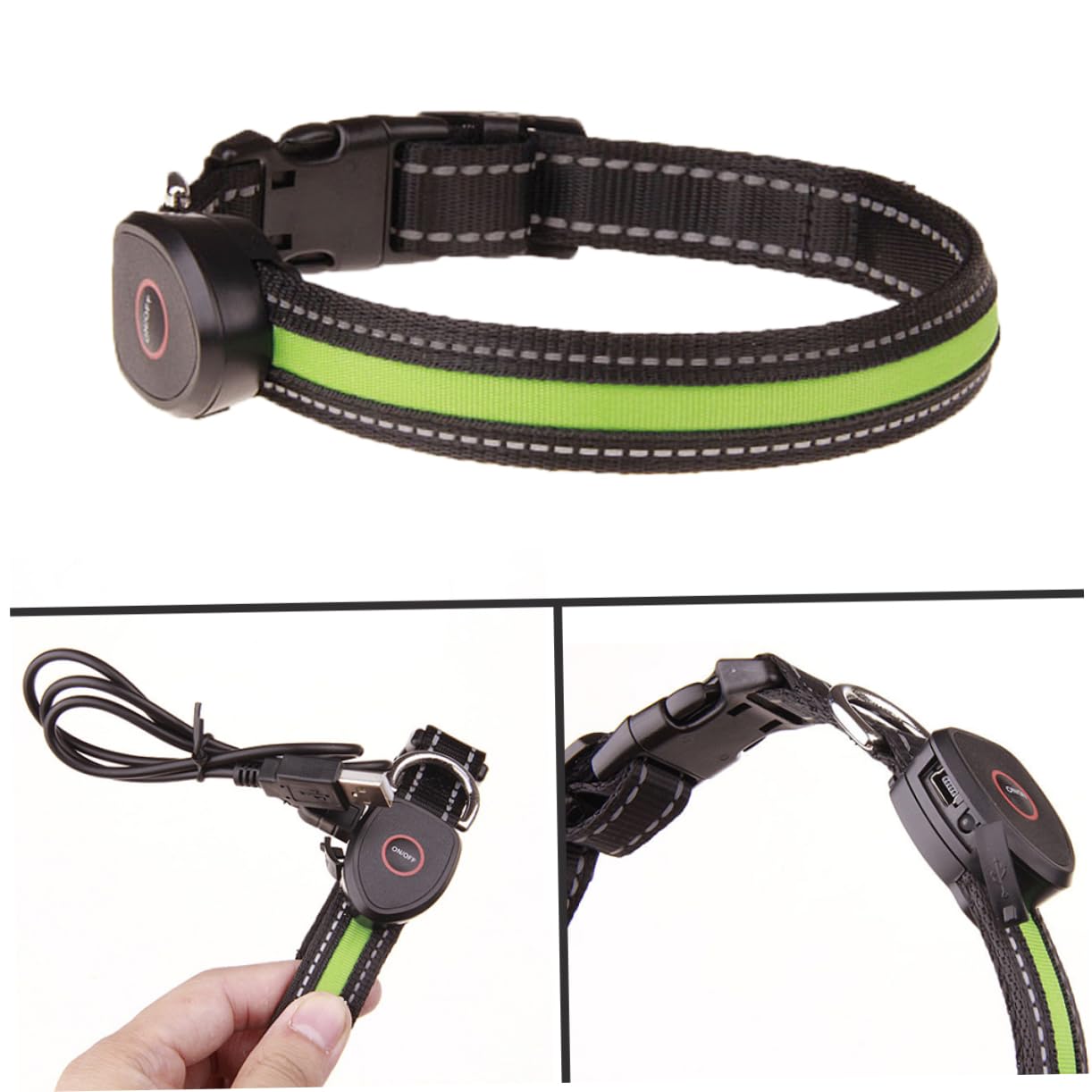 INOOMP 3 Pz collare lampeggiante per animali domestici collana di animali domestici girocollo electricity saving Cane smarrito collane collare per cani colletto illuminato addebitabile