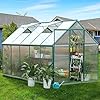 SELLERWE 6.2x10.2 FEET Hybrid Polycarbonate Greenhouse with 2 Vent Window Lockable Door Walk-in Hobby Greenhouses Heavy Duty Aluminum Hot House for Outdoor Garden Backyard